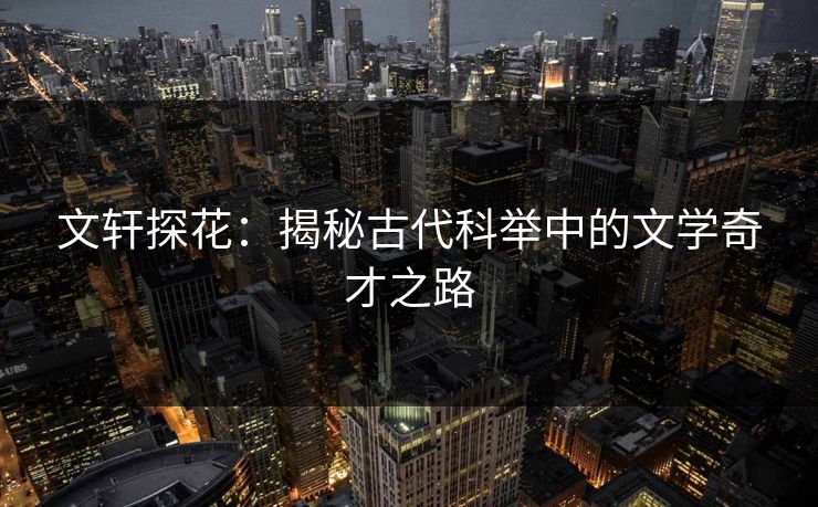 文轩探花：揭秘古代科举中的文学奇才之路  第1张